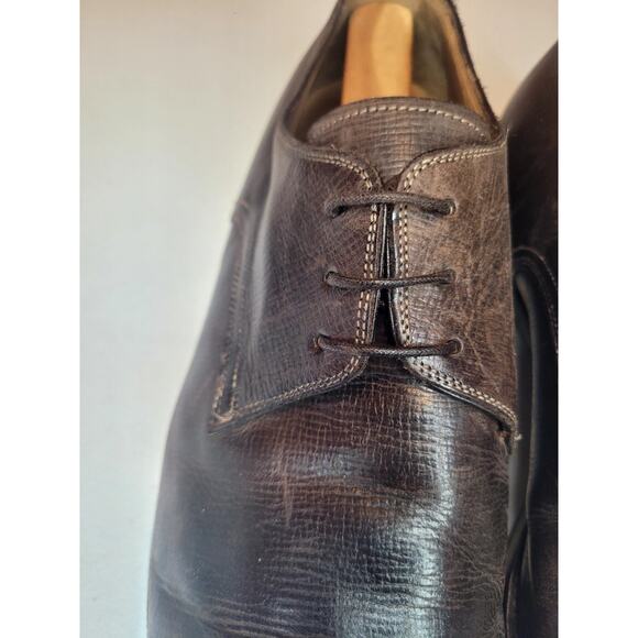 SANTONI Italy Made Brown Leather Dress Shoes 11 D| Sophisticate Preppy Old Money main image 9